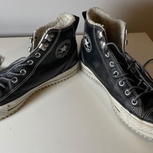 Converse Hiker Black Leather Hi Top Sneaker